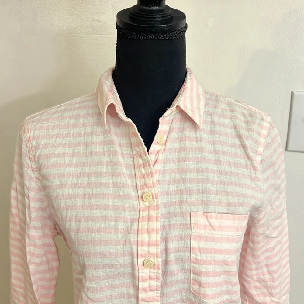 J.Crew Linen and Cotton Striped Button Down, Sz. S.